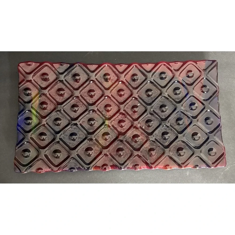Ruby Red Fused Art Glass Plate Platter Handmade Unsigned 12.5